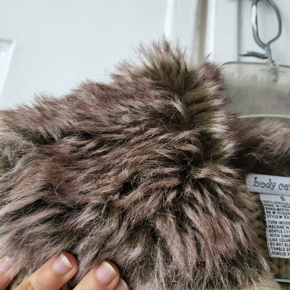 VTG Y2K Body Central Fur Collar Cropped Zip Up Sweater - Picture 6 of 6